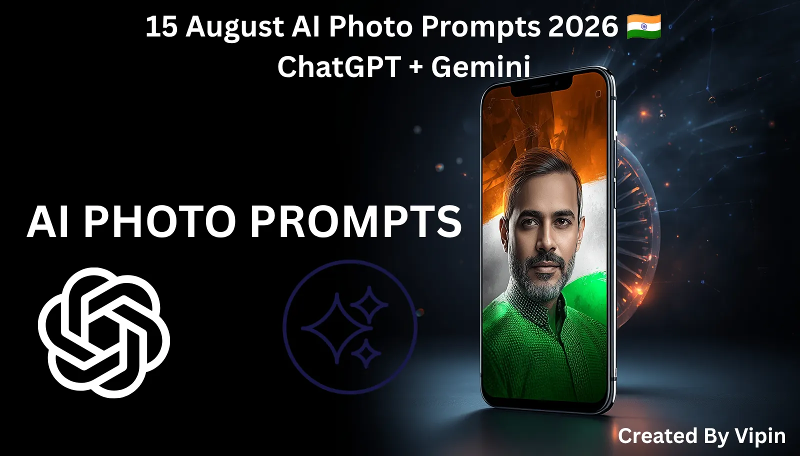 15 August AI Photo Editing Prompts 2026 से बनाई गई Tiranga AI photo