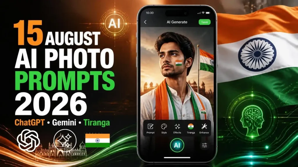 15 August AI Photo Editing Prompts 2026 with Tiranga theme